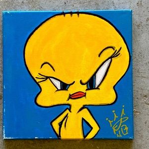 Tweety Bird Painting From the Looney Tunes 12” by 12” Canvas urban Artwork